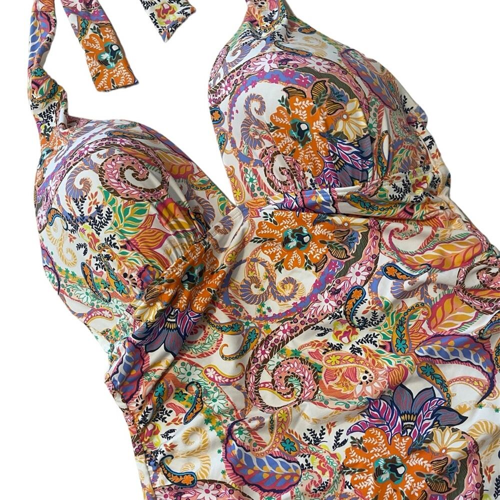 NWT Lauren Ralph Lauren Paisley Tanking Top Size‎ 14 slimming shirred - Picture 2 of 4